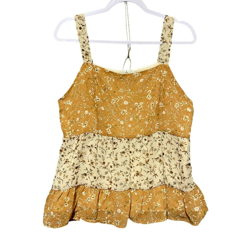 Anthropologie Paper Crane Women's Tiered Top Large Peasant Prairie Boho Floral